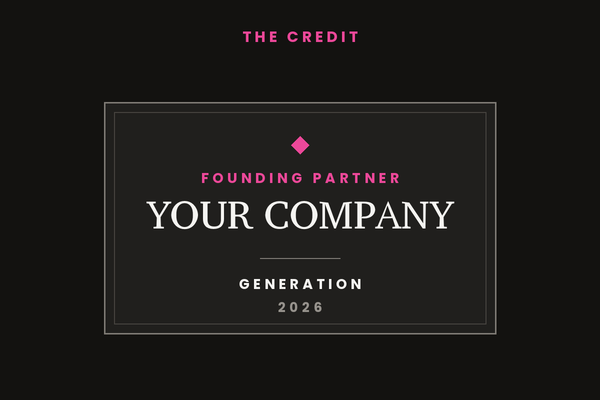 An engraved plate reading Founding Partner, the company name, GENERATION 2026